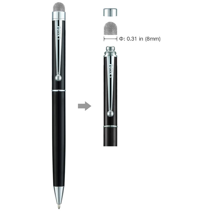 [Australia - AusPower] - ChaoQ Stylus Pen, 4 Pcs Hybrid Mesh Fiber Tip Stylus Pens and Ballpoint Pens for Touch Screen Devices with 6 Extras Mesh Fiber Tips 6 Rubber Tips (4 Pens and 12 Tips) - Black, White, Red, Blue Black, Blue, Red, White 