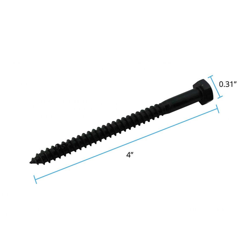 [Australia - AusPower] - Renovators Supply Manufacturing Steel 5/16 X 4 Inches Lag Bolts Screw with Black Zinc Plated, Hex Head Leg Screw-(1 Unit), Imperial Measurement and External Hex System Pack of 10 