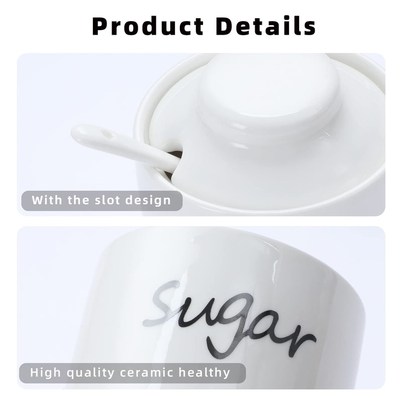 [Australia - AusPower] - ONTUBE Ceramic Sugar Bowl with Lid and Spoon,Porcelain Sugar Pot,8oz (White) White 