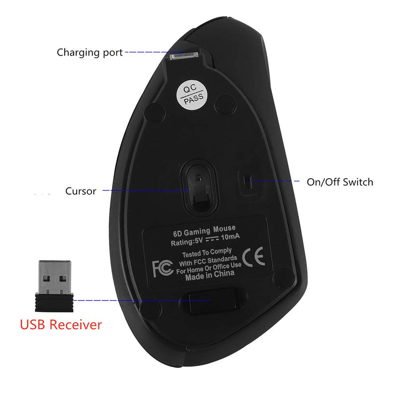 [Australia - AusPower] - FIRSTMEMORY Wireless Vertical Mouse, Wireless Ergonomic Vertical Mouse, 2.4G High Precision Optical Mice 800/1200/1600DPI for PC Laptop Desktop Mac (Ergonomic Mouse-Rechargeable) Ergonomic Mouse-Rechargeable 