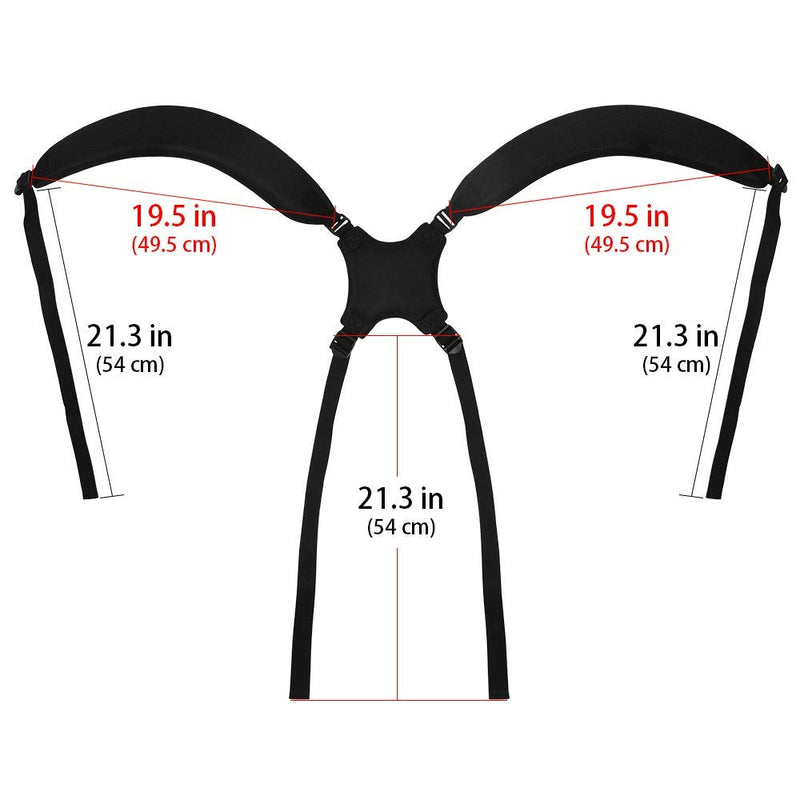 [Australia - AusPower] - BIG TEETH Golf Bag Strap Replacement Comfort Double Shoulder Adjustable Strap Padded Golf Carrying Bag Strap All Black 