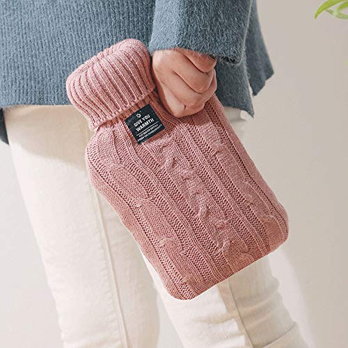 [Australia - AusPower] - OliviaLiving Hot Water Bag Hot Water Bottle 1 Liter Heat Up and Refreezable Hot Cold Pack with Knit Cover for Pain Relief Hot Cold Therapy Cyan 
