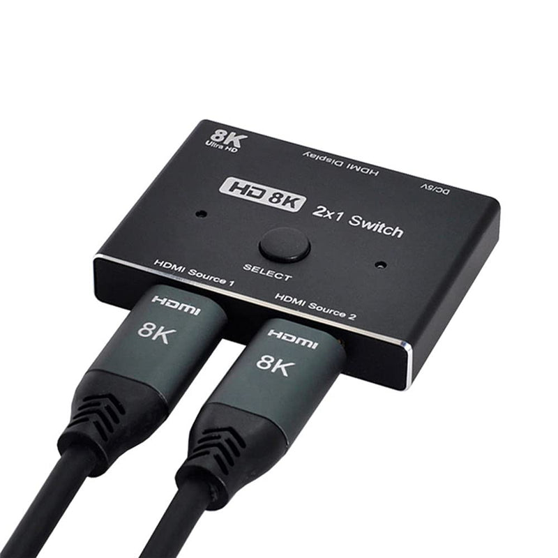 [Australia - AusPower] - Xiwai 8K@60hz HDMI-Compatible 2.1 Switch 2-IN-1-OUT Hub Support HDCP SST Extended 4K@60hz Black HUB 