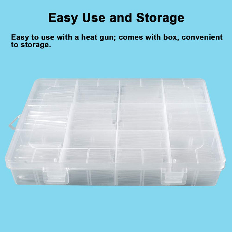 [Australia - AusPower] - 625pcs Clear Heat Shrink Tubing Kit, Heat Shrink Tubes Wire Wrap, Ratio 2:1 Electrical Cable Sleeve Assortment with Storage Case for Long Lasting Insulation Protection by MILAPEAK (8 Sizes, Clear) 
