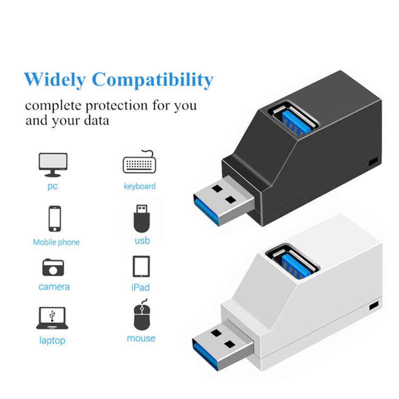 [Australia - AusPower] - LIXINTIAN[2 Pack ] USB2.0 Splitter, 3-Port USB 3.0 Hub, for Notebook, USB Flash Drives, Mobile HDD, Laptop, PC - White Black 
