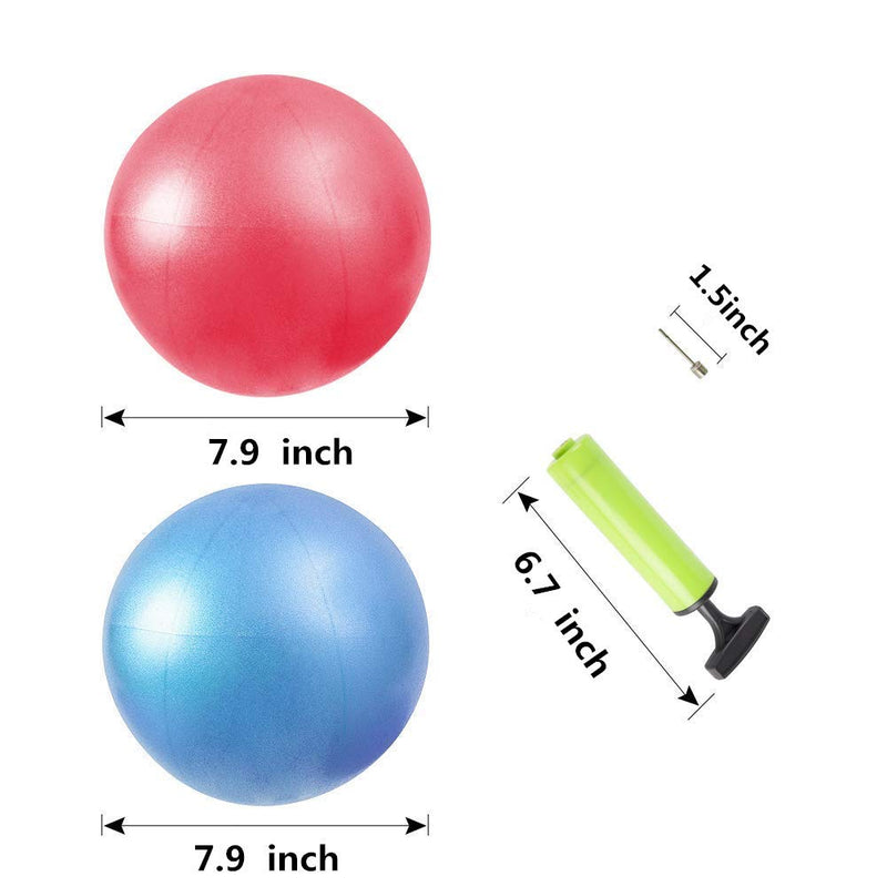 [Australia - AusPower] - Jogi-HHACQUIT Mini Fitness Exercise Ball Kit with Hand Pump for Yoga, Pilates, Body Balance, Core Training and Stability, 8" 