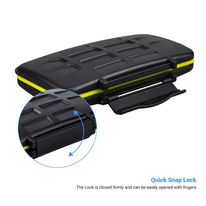 [Australia - AusPower] - 12 Slots SD Card Case Holder, SD Card Holder SD Card Organizer SD Card Storage Water-Resistant Anti-Shock SD/SDHC/SDXC Card Holder Storage with Carabiner 12 Slots for SD Card 