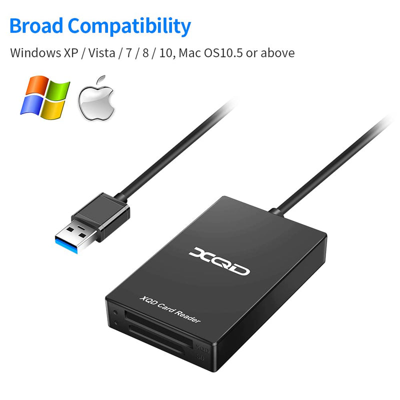 [Australia - AusPower] - XQD Card Reader, USB 3.0 XQD SD Card Reader Sony XQD Reader 2 in 1 Memory Card Reader 5Gpbs Super Speed Compatible with Sony G/M Series, Lexar 2933x/1400x USB Mark XQD Card, SD/SDHC Card for Wins/Mac Black-A 