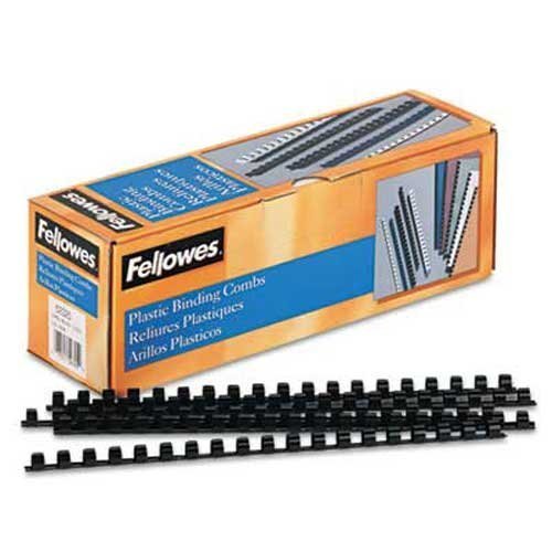 [Australia - AusPower] - Fellowes Plastic Comb Bindings, 3/8 inch Diameter, 55 Sheet Capacity, Black, 100 Combs/Pack 