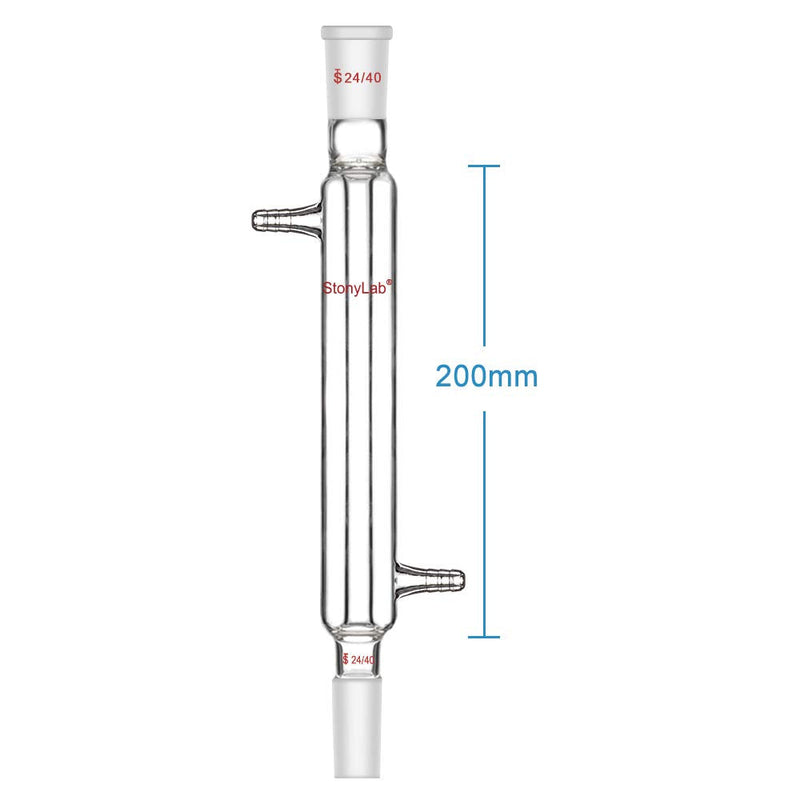 [Australia - AusPower] - StonyLab Borosilicate Glass Liebig Condenser with 24/40 Joint 200 mm Jacket Length Lab Glass Condenser 