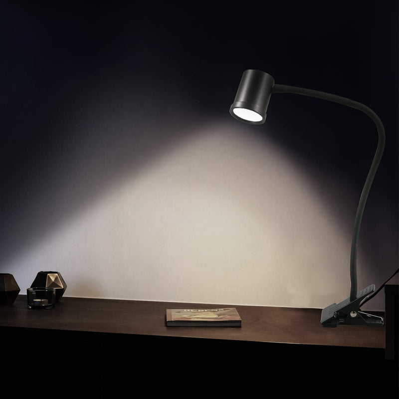 [Australia - AusPower] - Clip on Light Reading Light, 3000K - 6500K Clamp Desk Lamp, 10-Level Brightness Clamp Light, High≥90+CRI Eye Protect Clip on reading Lamp, 360° Flexible Gooseneck Book Light for Desk Bedside Headboard Black 