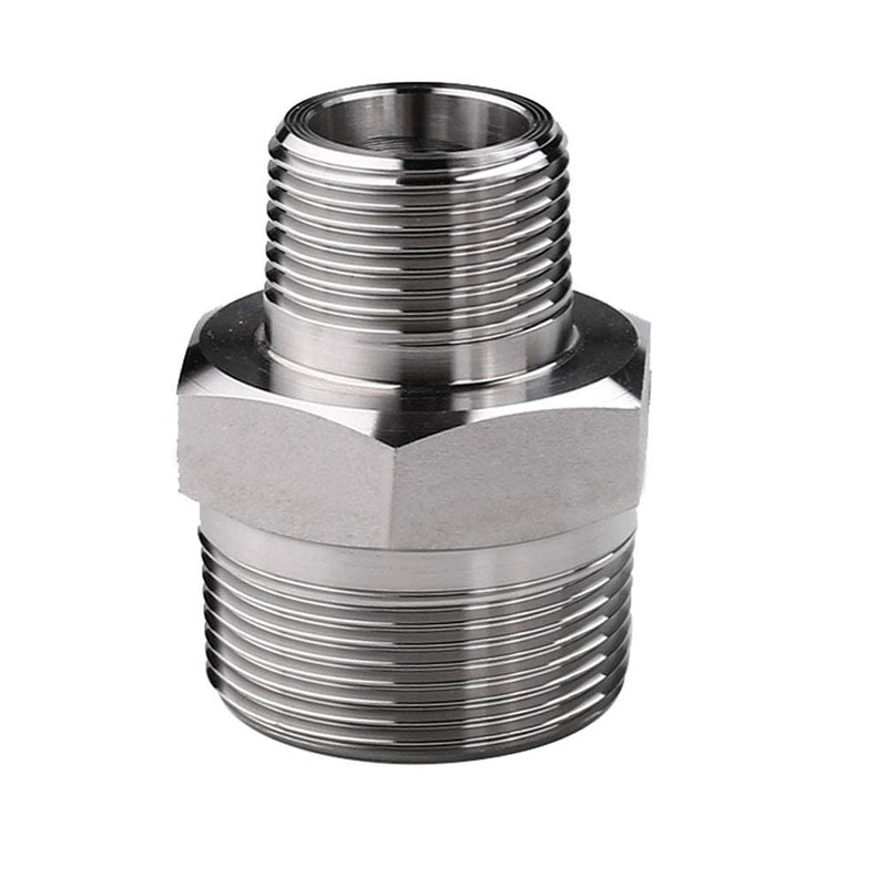 [Australia - AusPower] - Pysrych Stainless Steel 304 Forged Pipe Fitting, Reducing Hex Nipple, 3/4" NPT Male x 3/8" NPT Male Reducer Straight Connector, 3000psi 3/4" Mnpt x3/8" Mnpt 
