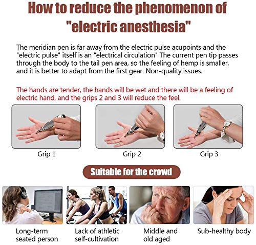 [Australia - AusPower] - Acupuncture Pen Electronic Accupressure Pen, USB Rechargeable Pain Relief Electric Meridians Energy Pen Massager Pen Pain Relief Massage Tool with 3 Massage Heads & 2 Massage Gel 