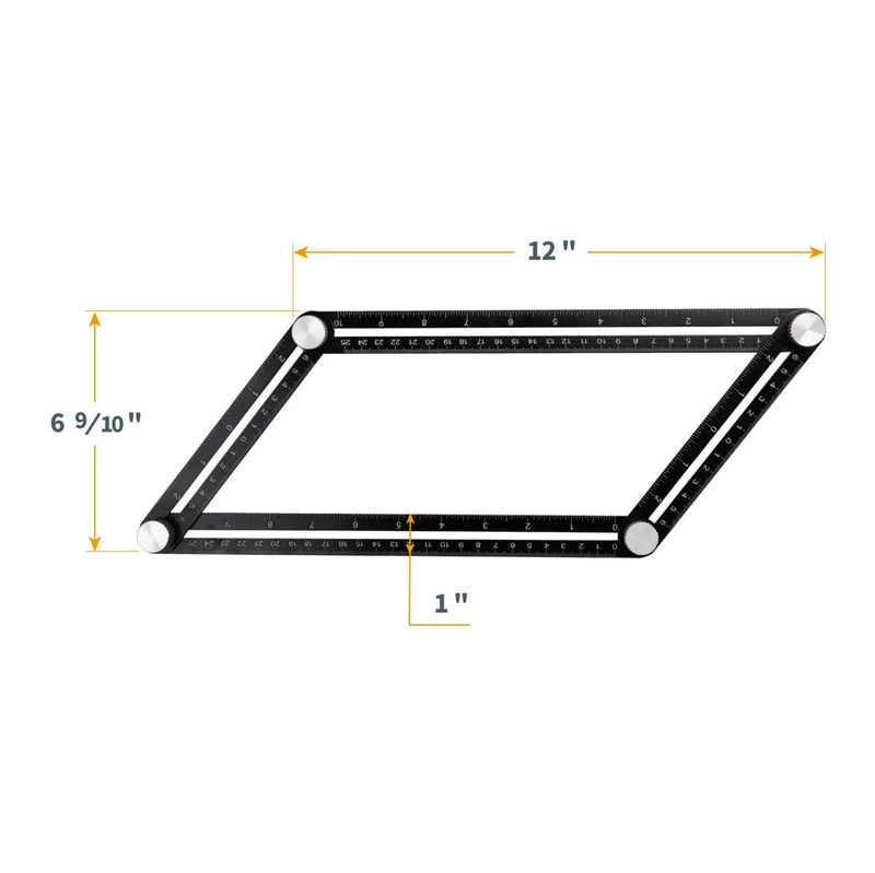 [Australia - AusPower] - POWERTEC 80003 Universal Angle Template Tool - Easy to Use Metal Multi Angle Ruler - Ultra Precise - Easy One Hand Utility 