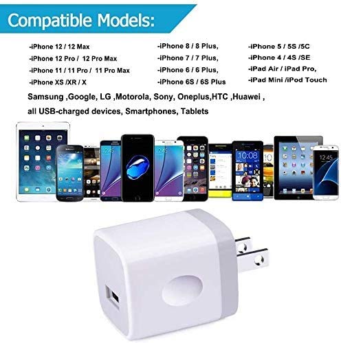 [Australia - AusPower] - iPhone Charging Block, Charger Cube 4Pack/5Watt One-USB Charger Block Plug in Wall Plug Outlet for iPhone 13 12 Mini 11 Pro Max XR XS X 8 7 6s SE, iPad Samsung Glaxy S21 S20 S10 S9 S8 J7 J3 S6 HTC White 