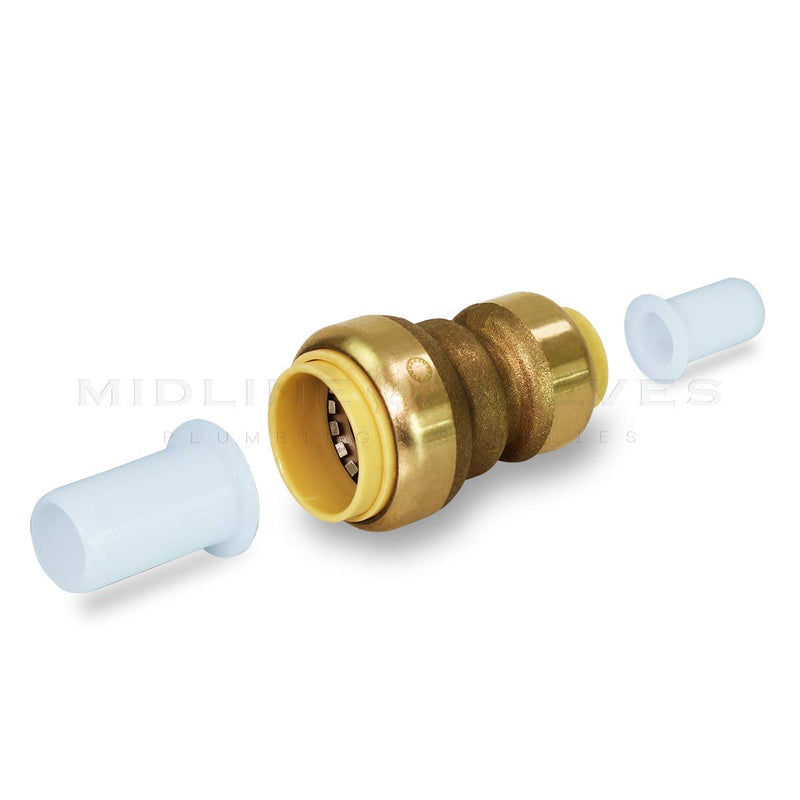 [Australia - AusPower] - Everflow Supplies Pushlock UPSC134 1 Inch x 3/4 Inch Long Push X Push Coupling for Push-Fit Fitting, Made w/Lead Free DZR Forged Brass, Connects PEX, CPVC & Copper, Pre-Lubricated Quick Installation 1 x 3/4 