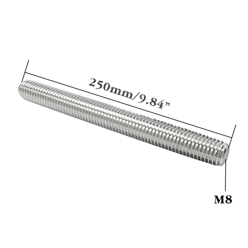 [Australia - AusPower] - Quickun 304 Stainless Steel Fully Thread Rod, M8-1.25 Thread Pitch, 250mm Length, Right Hand Threads (Pack of 1) 