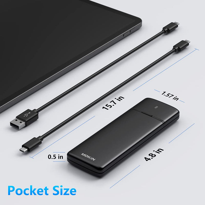 [Australia - AusPower] - M.2 NVME SATA SSD Enclosure Adapter Tool-Free, RTL9210B Chips, USB C 3.1 Gen 2 10Gbps NVME, 6Gbps SATA PCIe M-Key(B+M Key), Support UASP Trim for SSD Size 2230/2242/2260/2280 