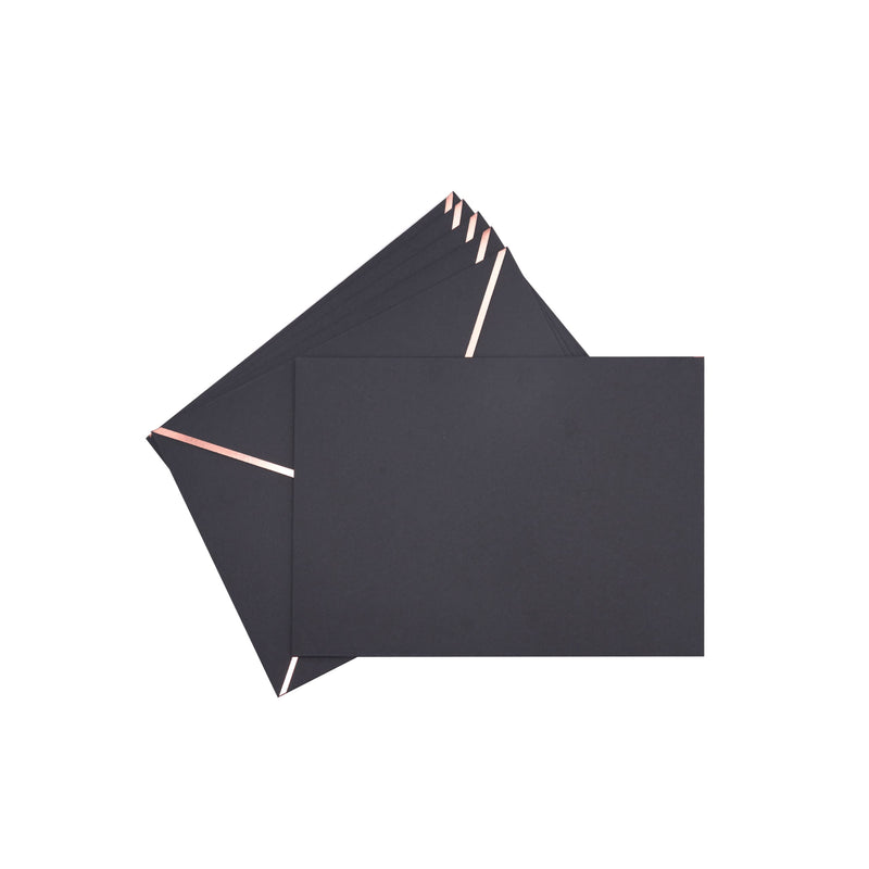 [Australia - AusPower] - A7 Envelopes - 25-Pack V Flap Foil Border Luxury Mailing Envelopes for 5" x 7" Cards - for Wedding, Invitations, Baby Shower, Photos, Graduation, Birthday, Bridal Shower - 5.25" x 7.25" (Black) Black 