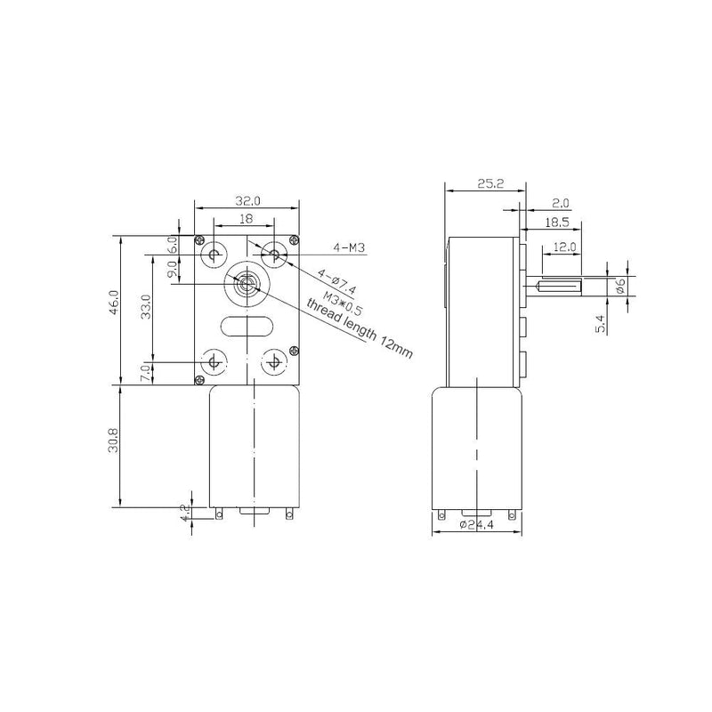 [Australia - AusPower] - DC Worm Gear Motor 12V High Torque Reduction Gear Box with Encoder Srong Self-Locking 6mm Output Shaft(30RPM) 