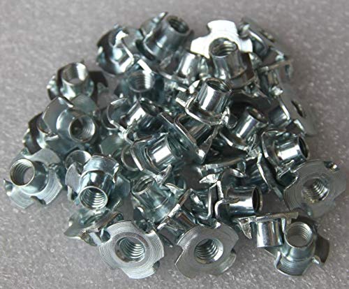 [Australia - AusPower] - IEUYO T-Nut Assortment Kit Four Pronged Zinc Plated Steel Tee Nut, Tee Blind Nut, for Rock Climbing Holds, Wood, Cabinetry, etc. 10# 1/4" 5/16" 80Pcs/3Sizes Carbon steel,10# , 1/4", 5/16" Assortment 80Pcs 
