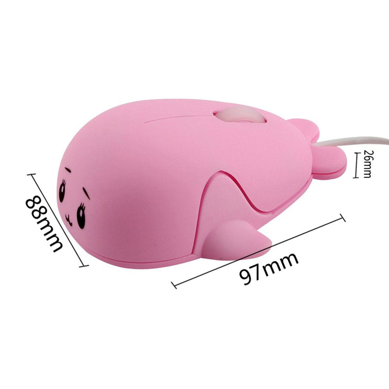 [Australia - AusPower] - Fashionable Cute Animal Baby Dolphin Shape USB Wired Mouse 1600 DPI Optical Mice Mini Small Kids Children Mice for PC Laptop Computer (Pink) Pink 