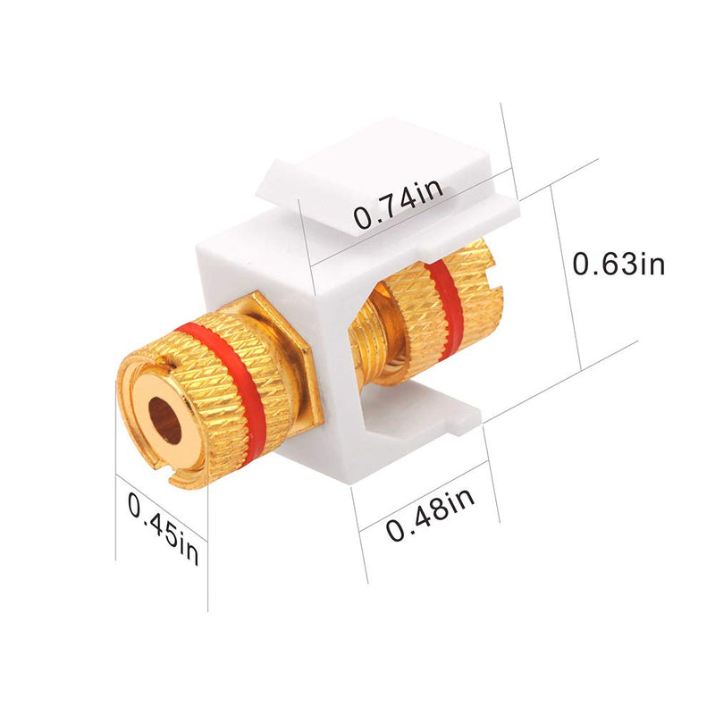 [Australia - AusPower] - VCE Banana Jack Binding Post Keystone Jack Insert with Black & Red Rings, Screw Type Audio Speaker Keystone, 3 Pairs/6 Pack 