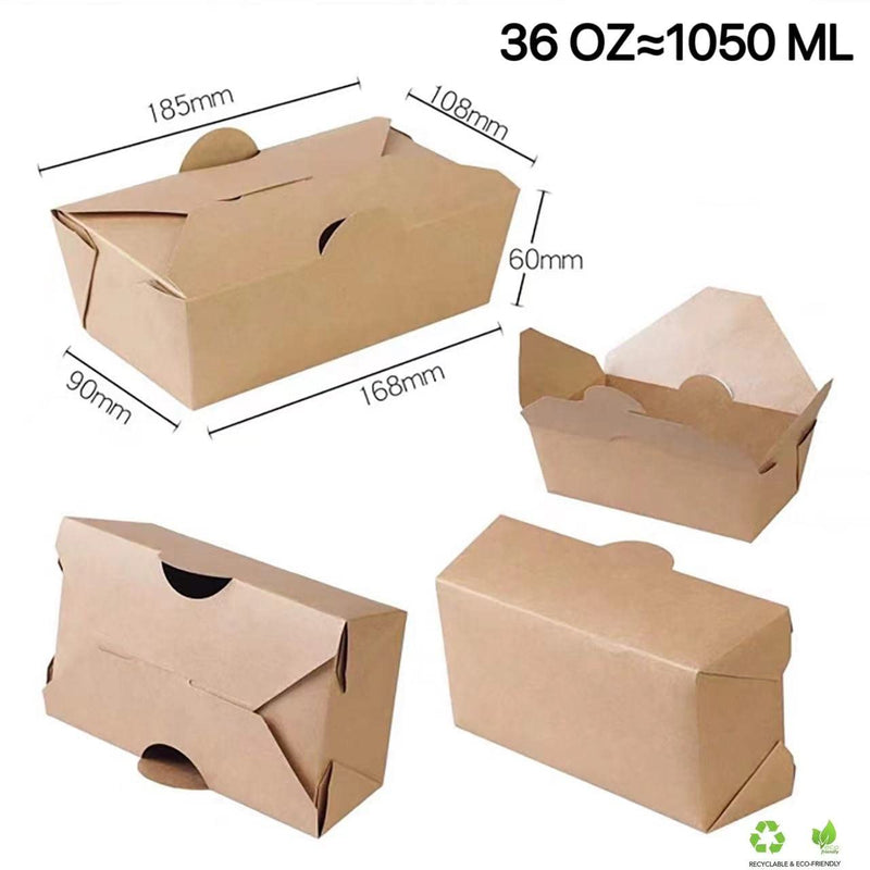 [Australia - AusPower] - S S'DENTE Take Out Food Containers Microwaveable Kraft Brown Take Out Boxes 1050 ML (10 Pack) 