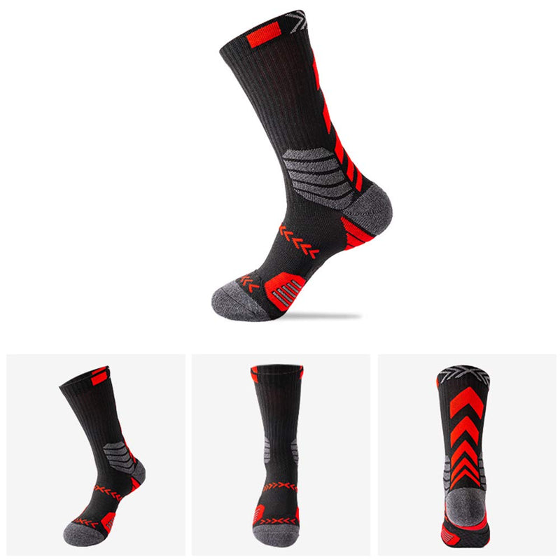 [Australia - AusPower] - 5 Pairs Men's Athletic Crew Socks Performance Thick Cushioned Sport Basketball Running Training Compression Sock 