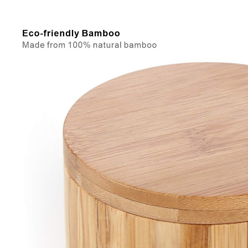 [Australia - AusPower] - KITCHENDAO Bamboo Salt Cellar with Built-in Spoon to avoid Dust, Elegant Salt box Bowl, Container Holder with Swivel Magnetic Lid Mother's Day Gift for Mom Grandma, 6oz 