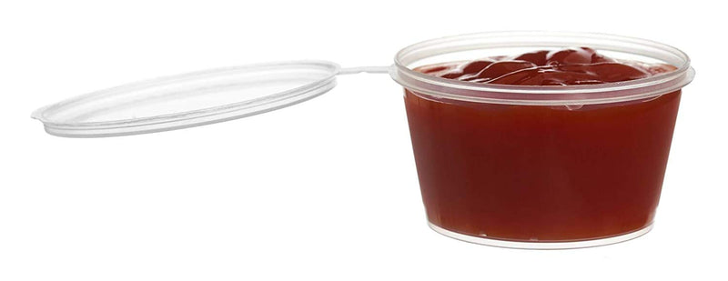 [Australia - AusPower] - EcoQuality [50 Pack] 2 Oz Leak Proof Plastic Condiment Souffle Containers with Attached Lids - Portion Cup with Hinged Lid Perfect for Sauces, Samples, Slime, Jello Shot, Food Storage & More! 