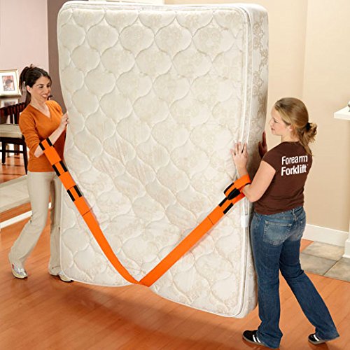[Australia - AusPower] - Forearm Forklift 2-Person Lifting and Moving Straps; Lift, Move and Carry Furniture, Appliances, Mattresses or Any Item up to 800 lbs. Safely and Easily Like a Pro, Orange 1-Pack 