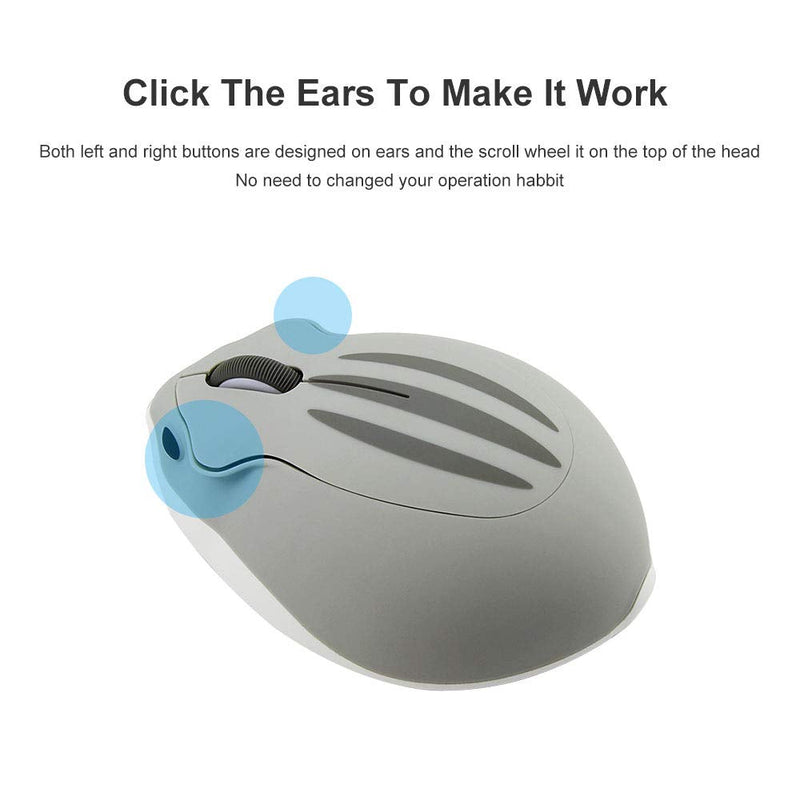 [Australia - AusPower] - 2.4GHz Wireless Mouse Cute Hamster Shape Less Noice Portable Mobile Optical 1200DPI USB Mice Cordless Mouse for PC Laptop Computer Notebook MacBook Kids Girl Gift (Gray) Gray 