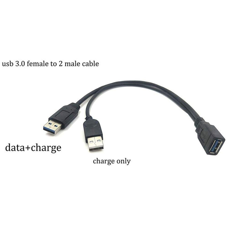 [Australia - AusPower] - ANRANK USB 3.0 Female to Dual USB Male Extra Power Data Extension Cord Adapter Splitter Y-Cable Black 