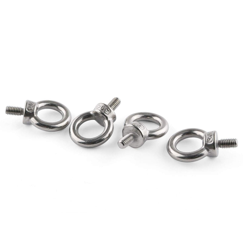 [Australia - AusPower] - E-outstanding Eyebolt 6PCS M6x12 Male Thread Machinery Shoulder Lifting Ring Eye Bolt with M6 304 Stainless Steel Nylon Lock Nuts 