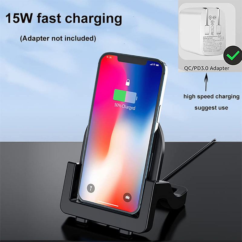 [Australia - AusPower] - 15W Fast Wireless Charging Stand, Wireless Phone Charger Compatible with iPhone 13/13 Pro/13 Pro Max/13 mini/12/12 Pro Max/12 Mini/11/X/XS Max/8 Samsung Galaxy Note S20 S10 (No AC Adapter) 