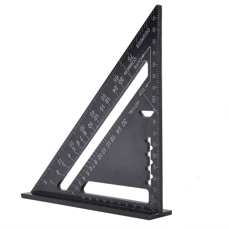 [Australia - AusPower] - 90 Degree Black Triangle Ruler Aluminum Alloy Angle Ruler Inch for Carpenter's Workshop Woodworking 7 Inch Square Layout Tool 