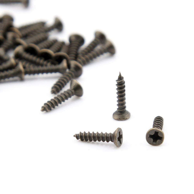 [Australia - AusPower] - Small Wood Screws Set, Linwood 5mm 6mm 7mm 8mm 10mm Antique Self Drilling Flat Cross Head Screws Assortment (Bronze Screws) Bronze Screws 