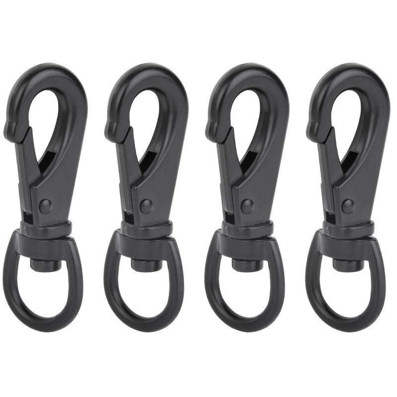 [Australia - AusPower] - AOWESM 4 PCS Swivel Eye Snap Hooks (2.5'' L, 5/8'' ID), Zinc Alloy Spring-Loaded Clips, Nickel Plated Lanyard Buckles, Perfect for Camera Straps, Pet Leashes, Key Chains, Dog Collars and More (Black) Black 