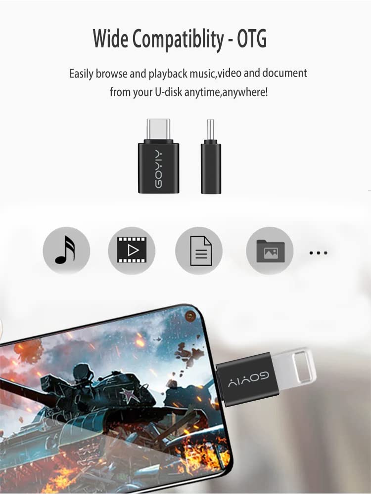 [Australia - AusPower] - GOYIY USB C to USB Adapter, USB C Male to USB Female Adapter, USB3.2 Gen 2，2-Pack, Compatible with MacBook Pro/Air, iMac, iPad Mini/Pro, Mobile Phone and Other Type C or Thunderbolt 4/3 Devices(Black) Black 