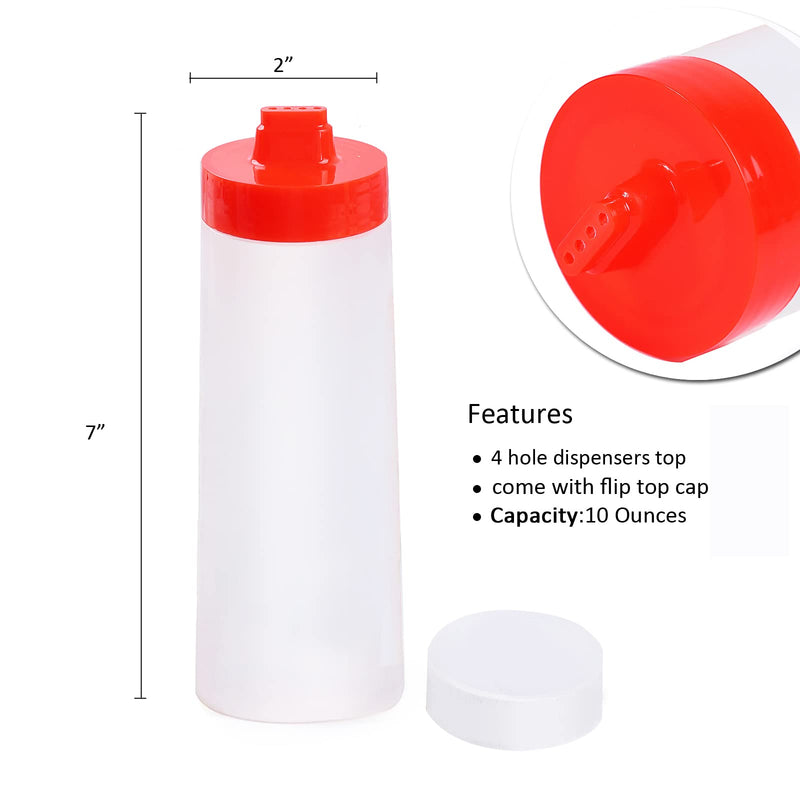 [Australia - AusPower] - Poitemsic Condiment Squeeze Bottles 4 Holes Drizzle Bottle With Lid Sauce Dispenser Container For Sauces Salad Dressing Ketchup Chocolate Frosting Icing Candy Kitchen Baking,2-pack 