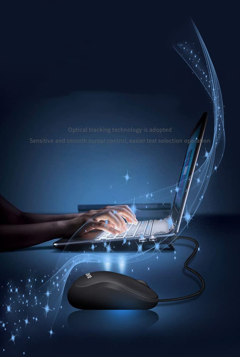 [Australia - AusPower] - Wired Mouse, USB Wired Computer Mouse, 1600DPI 3-Button Ergonomic Mice, Home and Office Mouse for Laptop PC Desktop Notebook - Black black02 