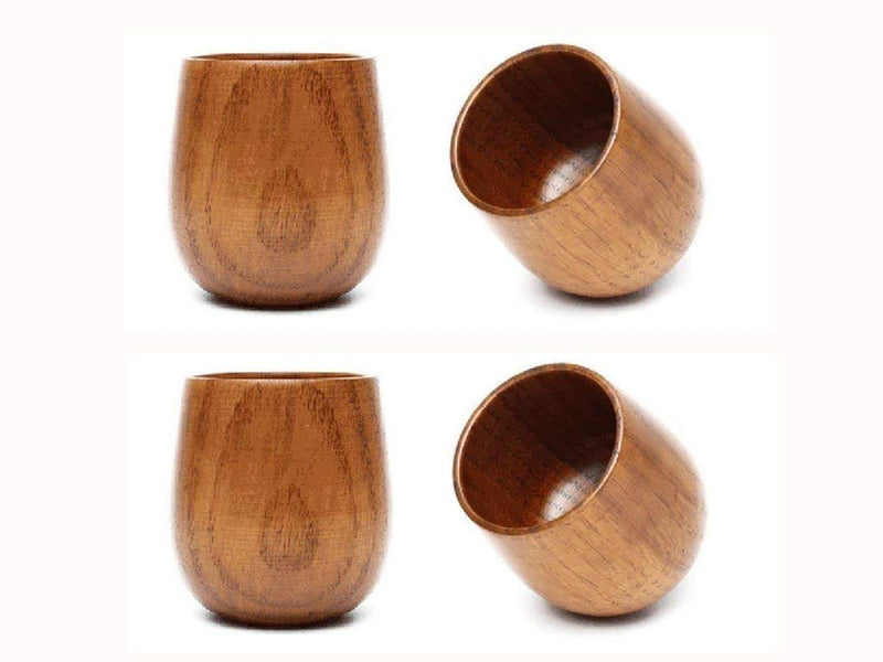 [Australia - AusPower] - Wooden Tea Cups Top Grade Natural Solid Wood Tea Cup 4 Pack,Wooden Teacups Coffee Mug Wine Mug for drinking Tea Coffee Wine Beer Hot Drinks,100-200 ML 