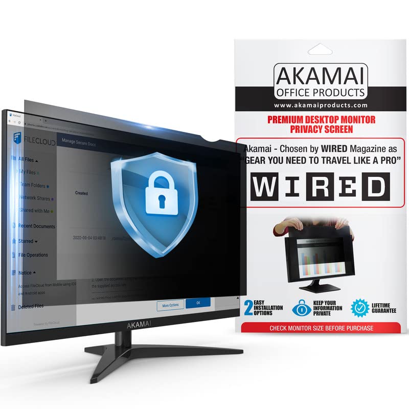 [Australia - AusPower] - 18.5 inch Computer Privacy Screen (16:9) - Black Security Shield - Desktop Monitor Protector - UV & Blue Light Filter by Akamai (18.5" Widescreen (16:9), Black 18.5 inch WIDESCREEN (16:9) Black Privacy 