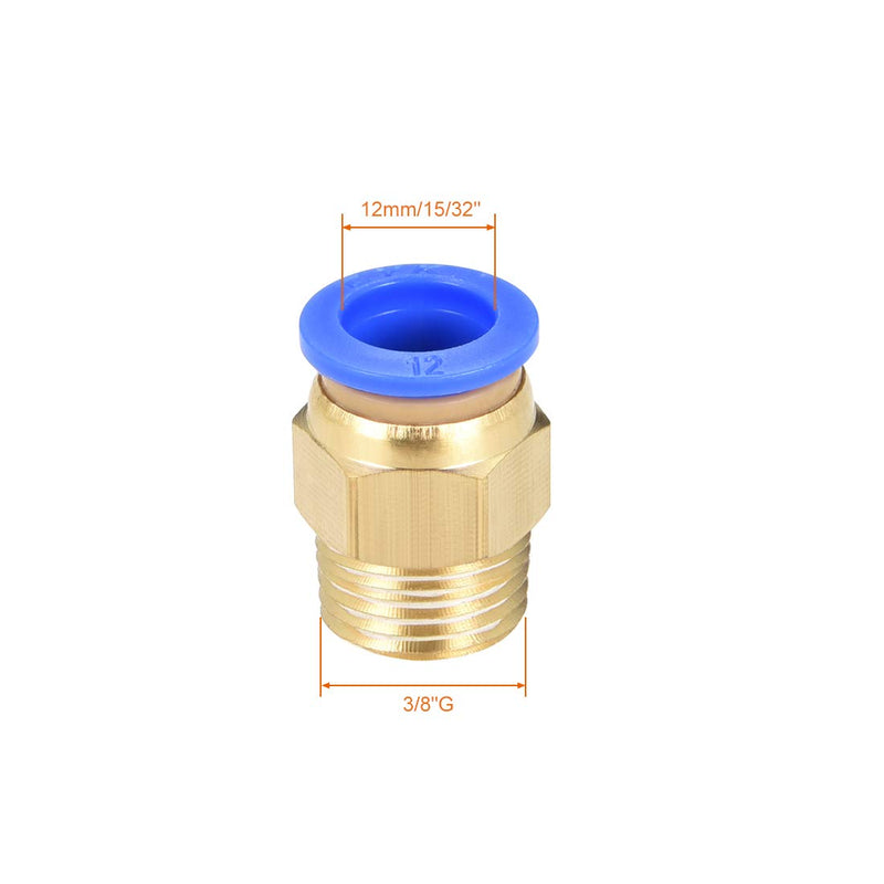 [Australia - AusPower] - uxcell Straight Pneumatic Push to Quick Connect Fittings G3/8 Male x 12mm Tube OD 4pcs 