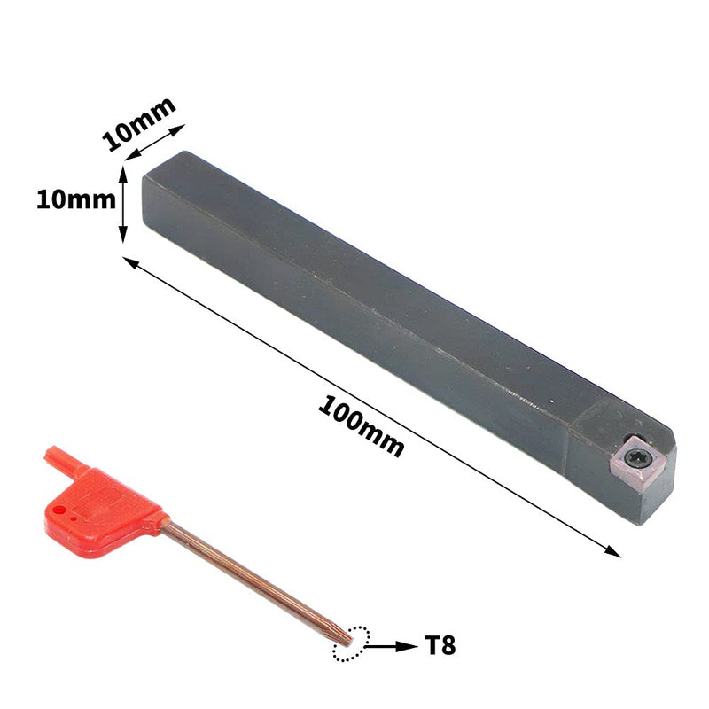 [Australia - AusPower] - Turning Insert Holder SCLCL 1010H 06, with 1PCS Insert CCMT 21.51 (CCMT 060204), Square Shank, Steel, External, Screw Clamp, Left Hand, 10mm Width x 10mm Height Shank, 100mm Length. SCLCL1010H06 