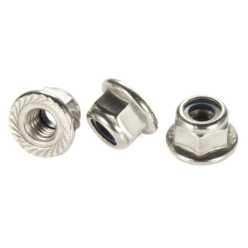 [Australia - AusPower] - M8-1.25 Serrated Flange Nylon Insert Lock Nuts Flanged Locknuts, 304 Stainless Steel 18-8, Bright Finish, 10 PCS M8-1.25 (10 PCS) 