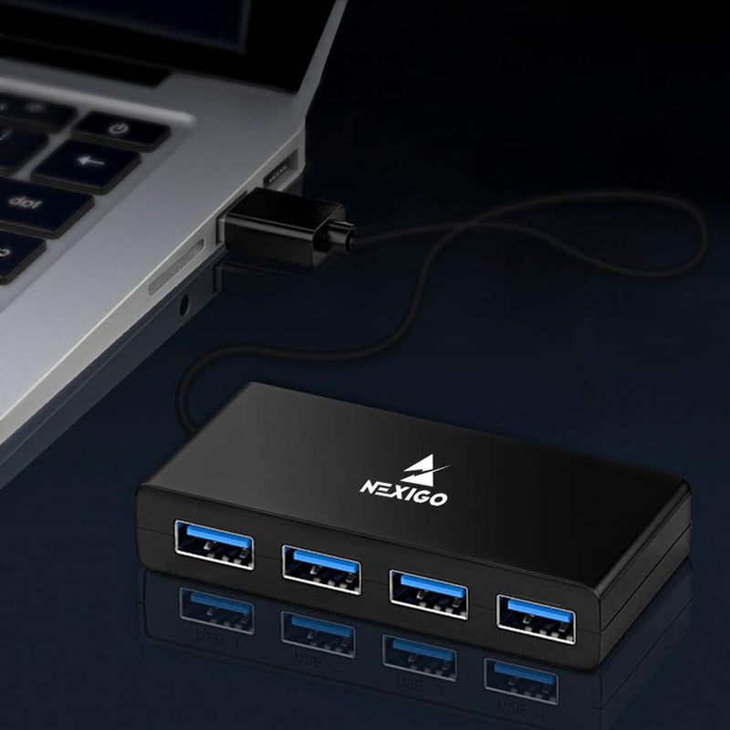 [Australia - AusPower] - NexiGo USB 4 Port Ultra Slim 3.0 Hub Multiport Extension, 2 Ft Cable, Applicable for iMac Pro, MacBook Air, Mac Mini/Pro, Surface Pro, Notebook PC, Laptop, USB Flash Drives, Mobile and More 