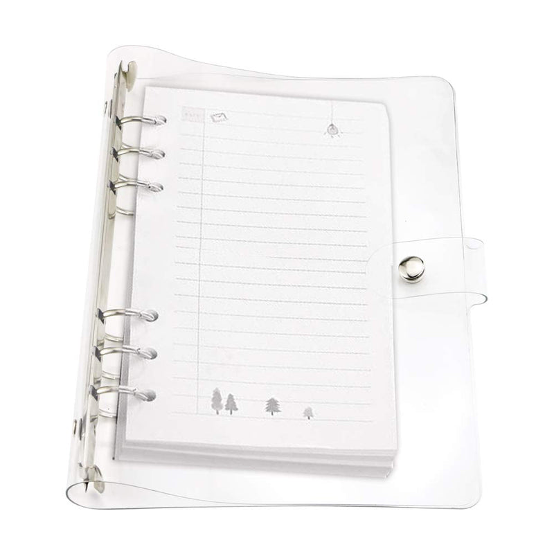 [Australia - AusPower] - Newbested 2 Pack A5 Transparent Soft PVC 6 Holes Binder Notebook Covers,Snap Button Closure Refillable Notebook Round Ring Binder Cover Protector(Paper Not Included) 