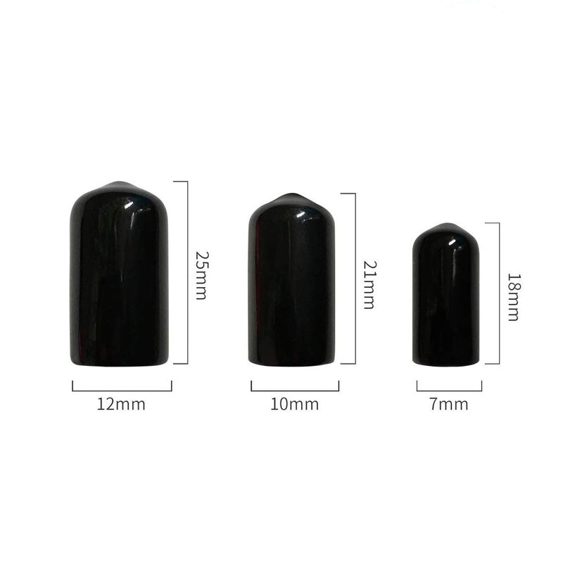 [Australia - AusPower] - 30 Pcs: Black Vinyl Flexible End Cap Bolt Screw Rubber Thread Protector Safety Cover, Assorted 1/4-inch to 1/2-inch -3 Sizes 